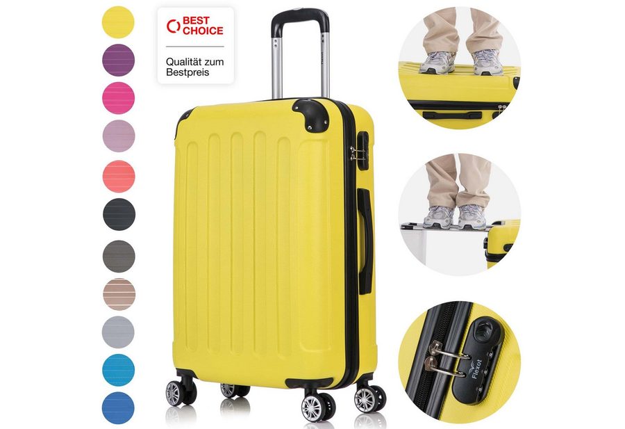 Flexot Hartschalen-Trolley F-2045 Kofferset, 360° Rollen, robuster Reisekoffer, Bordcase, 4 Rollen, Robuster und moderner Koffer mit vier 360° Rollen und Zahlenschloss von Flexot