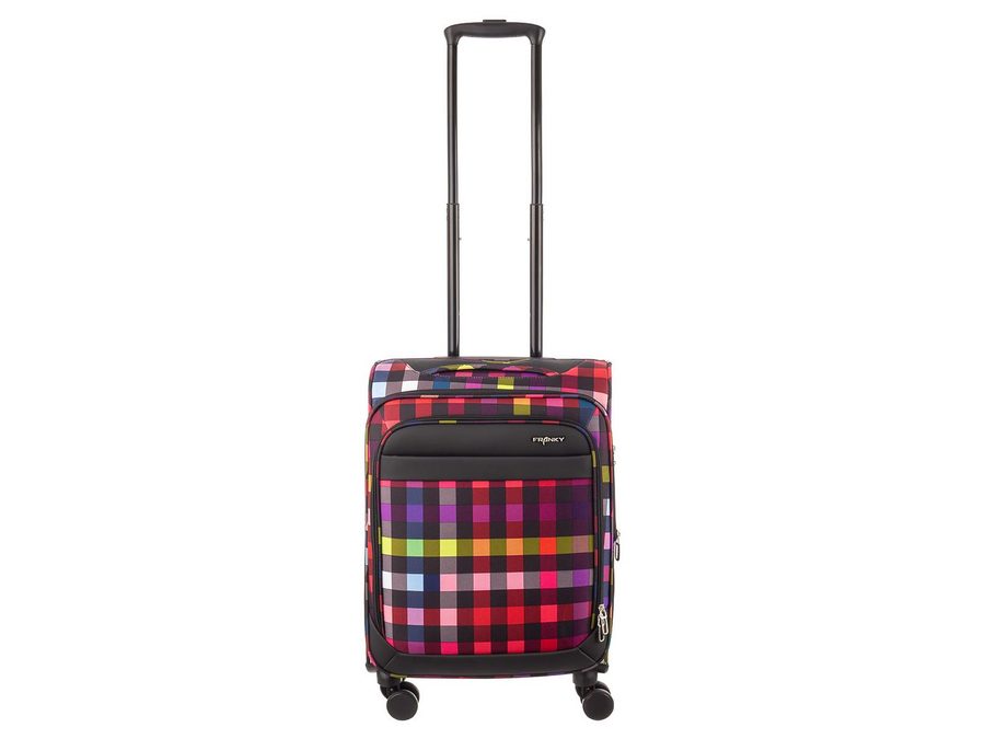Franky Weichgepäck-Trolley Koffer Gr. S Reisegepäck T27-F Spinner 55er, 4 Doppellenkrollen Rollen, Dehnfalte TSA Schloss
