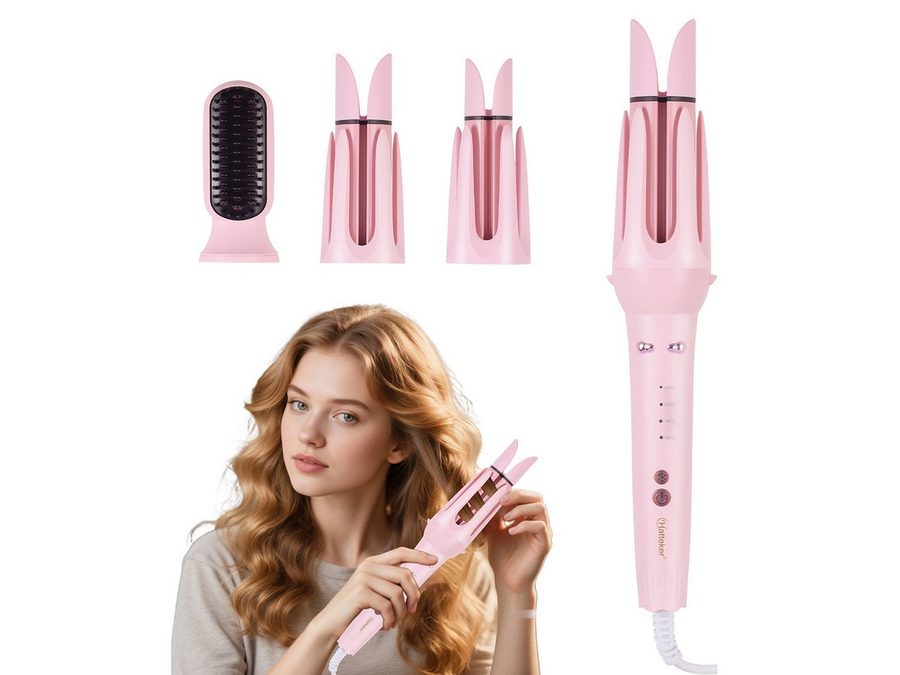 HATTEKER Lockenstab HT-139, 3-in-1 Multihaarstyler,32mm Lockenstab Automatisch, 36mm Lockenstab Große Locken,Haarglättungskamm,160 °C - 220 °C von HATTEKER