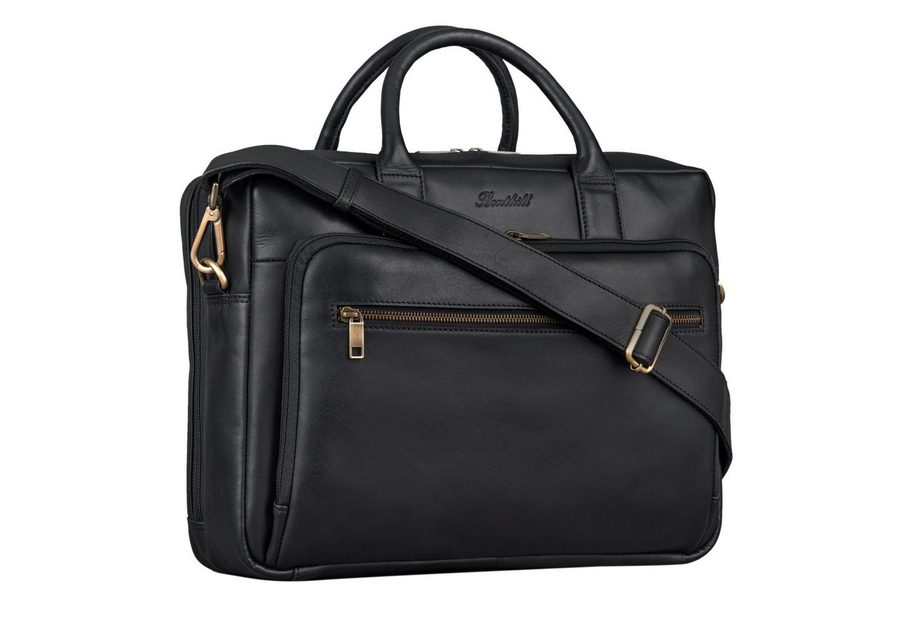 Benthill Aktentasche Echt Leder Laptoptasche Notebooktasche Umhängetasche Laptoptasche, Schultergurt / Umhängegurt Reißverschlussfach