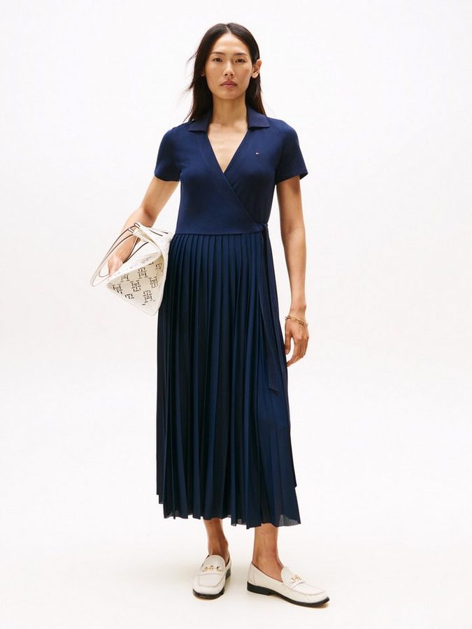 Tommy Hilfiger Wickelkleid 1985 PLEATED WRAP POLO DRS mit Bundfalten