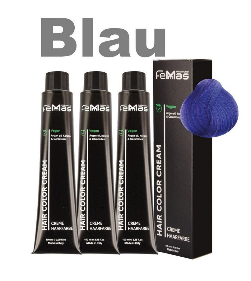 Femmas Premium Haarfarbe FemMas professionelle Haarfarbe mit Arganöl 3 x 100 ml