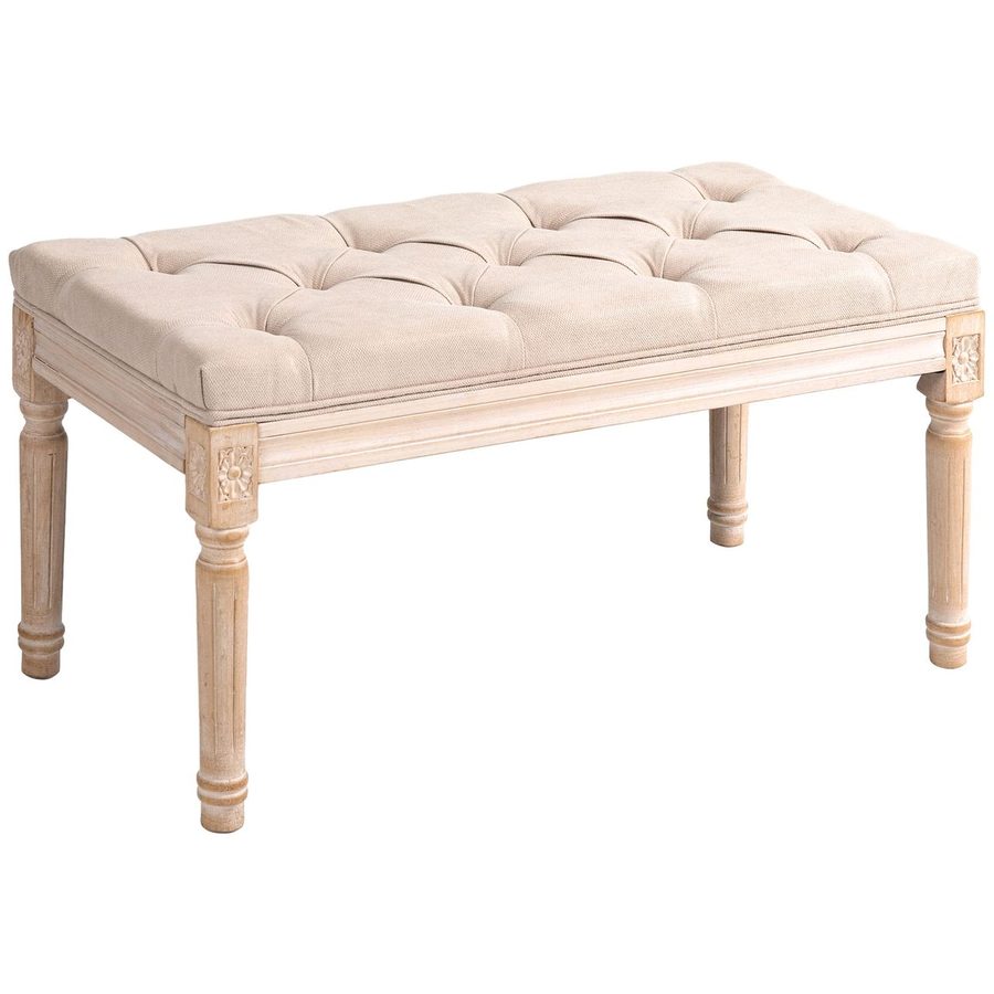 HOMCOM Polsterbank, Vintage Bettbank, Sitzbank, Flurbank mit Knöpfen, Beige