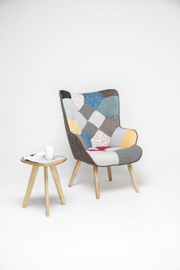 Better Home Skandinavischer Relaxsessel Stoffbezug Patchwork - ca. 68 x 76 x 98 cm - Mehrfarbig
