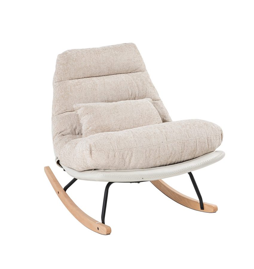 Better Home gepolsterter Schaukelstuhl Relaxsessel mit Buchenholzsockel, beige