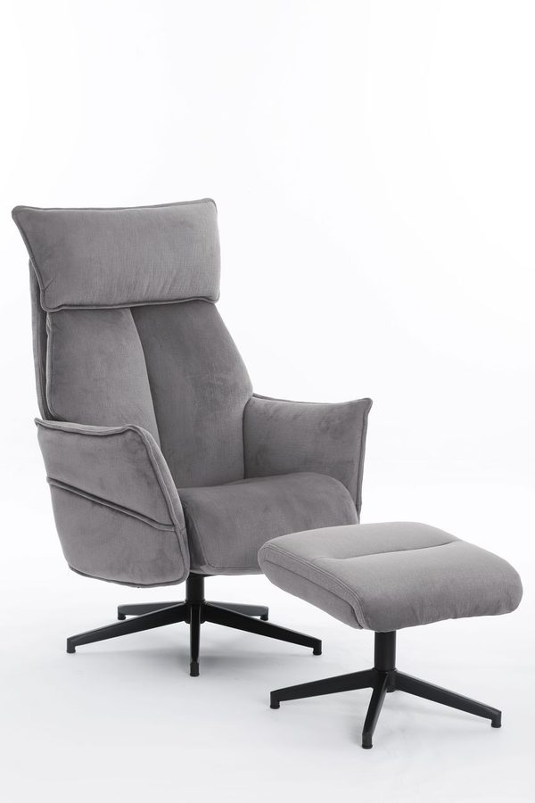 Happy Home gepolsteter Relaxsessel mit Hocker - grau von Happy Home