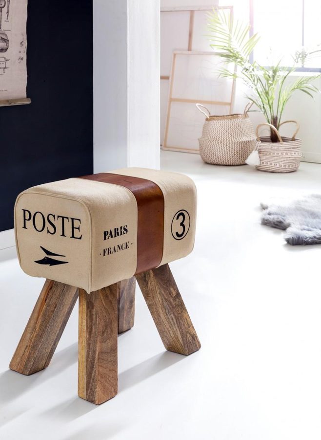 Wohnling Design Turnbock Sitzhocker CANVAS Braun
