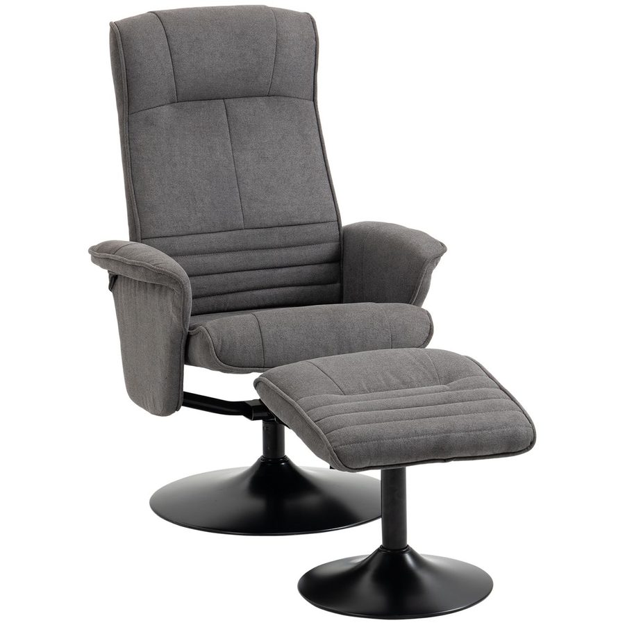 HOMCOM Relaxsessel mit Fußhocker verstellbare Rückenlehne Schaumstoff Dunkelgrau 69 x 71 x 104 cm