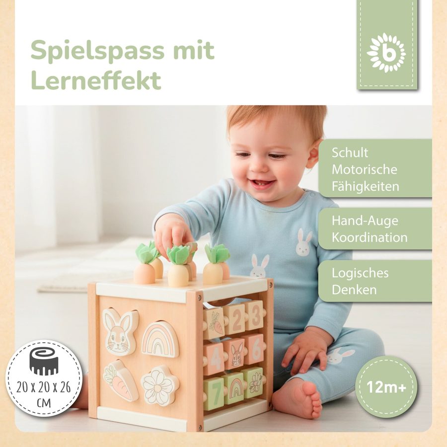 Bieco Motorikwürfel Hase Fine Holz FSC - ab 1 Jahr von Bieco