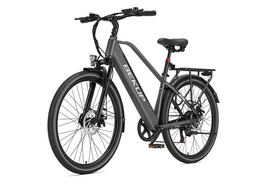 BEKUP E-Bike Cityrad V2 26 Zoll Cityrad Elektrofahrrad, Damen u. Herren, 45 Nm, 7 Gang Shimano Shimano Tourney TZ Schaltwerk, Kettenschaltung, Heckmotor, 522 Wh, (Komplettset, E-Bike inklusive Akku und Ladegerät), City-Trekkingrad bis 120 km, 250 W Heckmotor, Scheibenbremsen von BEKUP