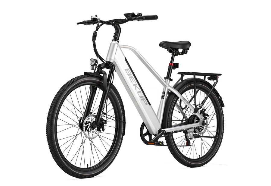BEKUP E-Bike Cityrad V2 26 Zoll Cityrad Elektrofahrrad, Damen u. Herren, 45 Nm, 7 Gang Shimano Shimano Tourney TZ Schaltwerk, Kettenschaltung, Heckmotor, 522 Wh, (Komplettset, E-Bike inklusive Akku und Ladegerät), City-Trekkingrad bis 120 km, 250 W Heckmotor, Scheibenbremsen von BEKUP