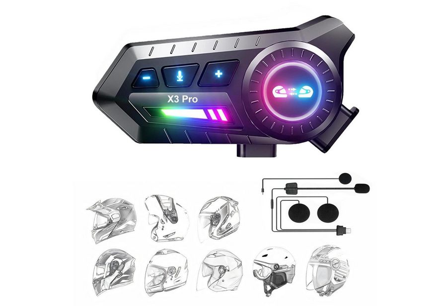 Fyrove Motorradhelm Helm Headset,Motorrad Bluetooth Headset mit 1000mah IP67 wasserdicht, Motorrad Intercom Headset,Einseitiger Kopfhörer,Bluetooth-Kopfhörer