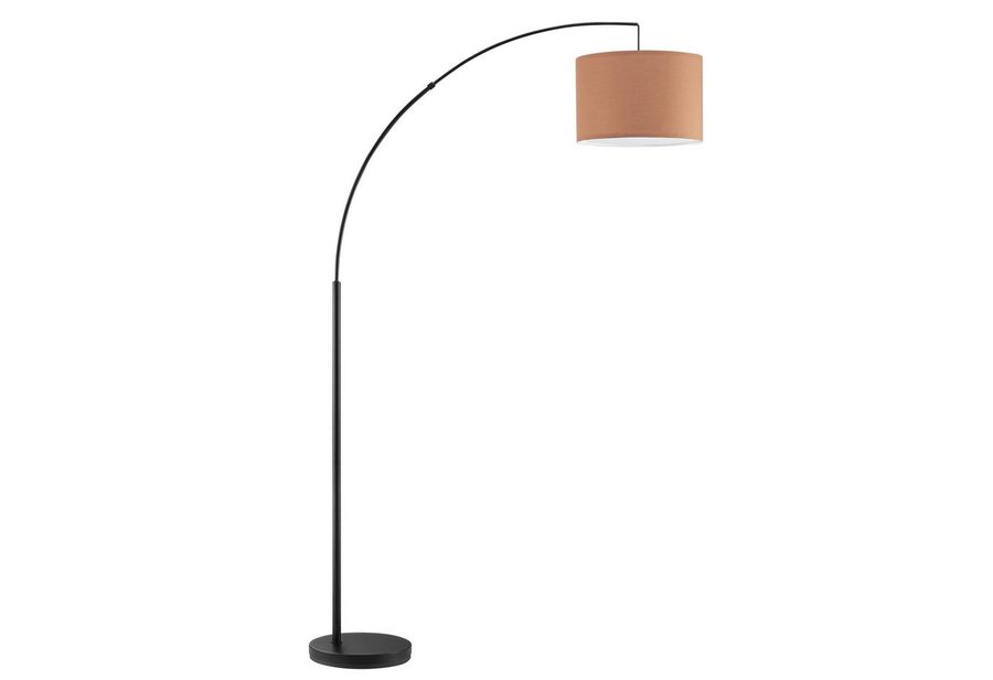 OTTO home Stehlampe Stellan, Ein-/Ausschalter, ohne Leuchtmittel, Bogenlampe Textilschirm Stoff Ø 36cm, E27, Fußschalter, Bogenleuchte von OTTO home
