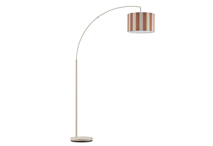 OTTO home Stehlampe Stellan, Ein-/Ausschalter, ohne Leuchtmittel, Bogenlampe Textilschirm Stoff Ø 36cm, E27, Fußschalter, Bogenleuchte von OTTO home