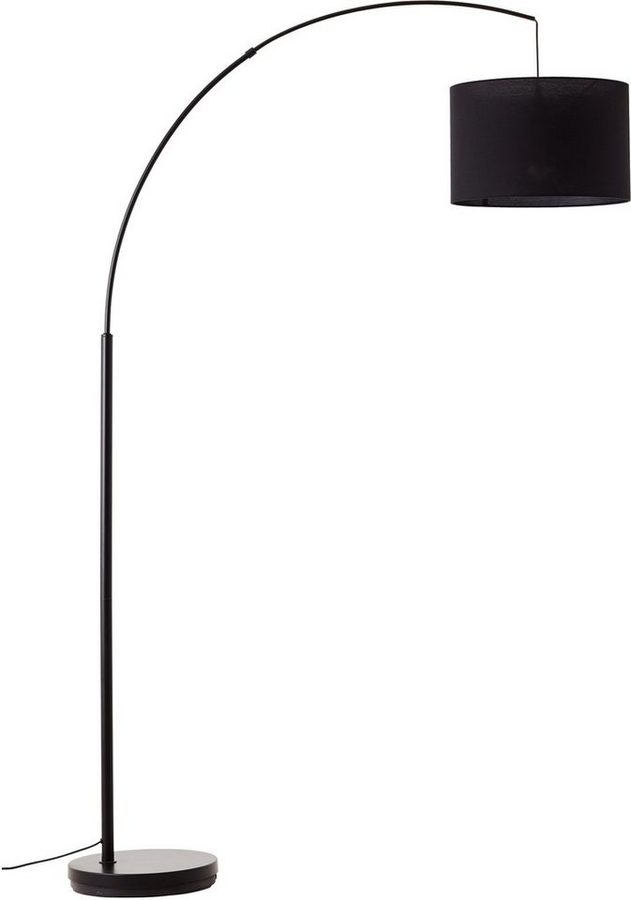OTTO home Stehlampe Stellan, Ein-/Ausschalter, ohne Leuchtmittel, Bogenlampe Textilschirm Stoff Ø 36cm, E27, Fußschalter, Bogenleuchte von OTTO home