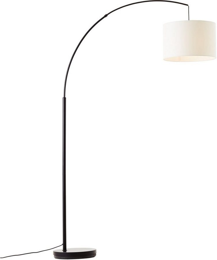 OTTO home Stehlampe Stellan, Ein-/Ausschalter, ohne Leuchtmittel, Bogenlampe Textilschirm Stoff Ø 36cm, E27, Fußschalter, Bogenleuchte von OTTO home