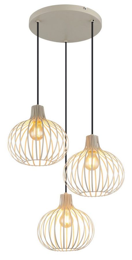 OTTO home Hängeleuchte Yannic, Hängelampe Metall cremefarben, exkl. 3x E27 40W 230V, ohne Leuchtmittel, Kabel in PVC Schwarz kürzbar, ø: 500mm, H: 1200mm von OTTO home
