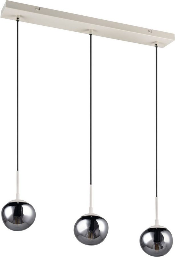 s.Oliver Pendelleuchte ANJELLA, Hängelampe beige exkl. E14, warm grey (beige) + smoke Glas, Leuchtmittel wechselbar, warmweiß - kaltweiß, mit mundgeblasenen Glasschirmen in rauchgrau, max 10W von s.Oliver