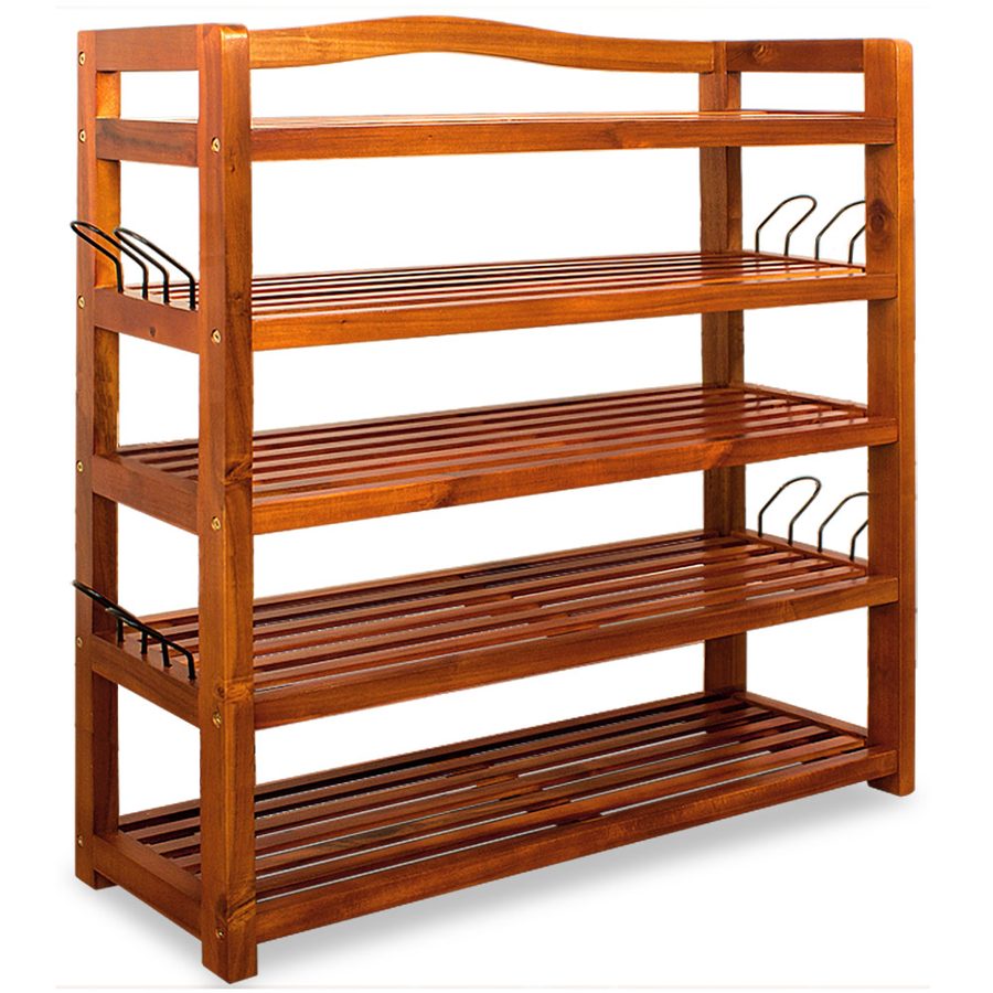 HC Home & Living Allzweckregal mit 5 Etagen aus Akazienholz, ca. 74 x 26 x 82 cm – Braun