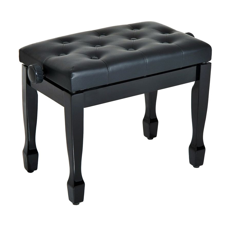 HOMCOM Klavierhocker Klavierbank Kosmetikhocker verstellbar Massivholz Kunstleder Schwarz 64 x 35 x 45-55cm