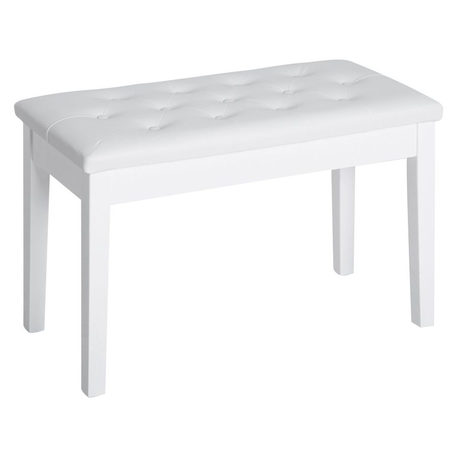 HOMCOM Klavierhocker Klavierbank traditionellen Landhausstil Gummiholz Kunstleder Weiß 76 x 36 x 50 cm