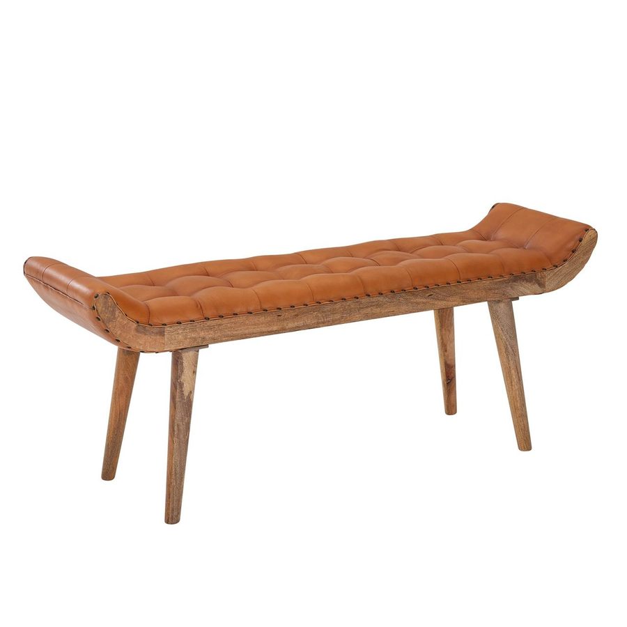 Wohnling Sitzbank Echtleder 125x50x38 cm