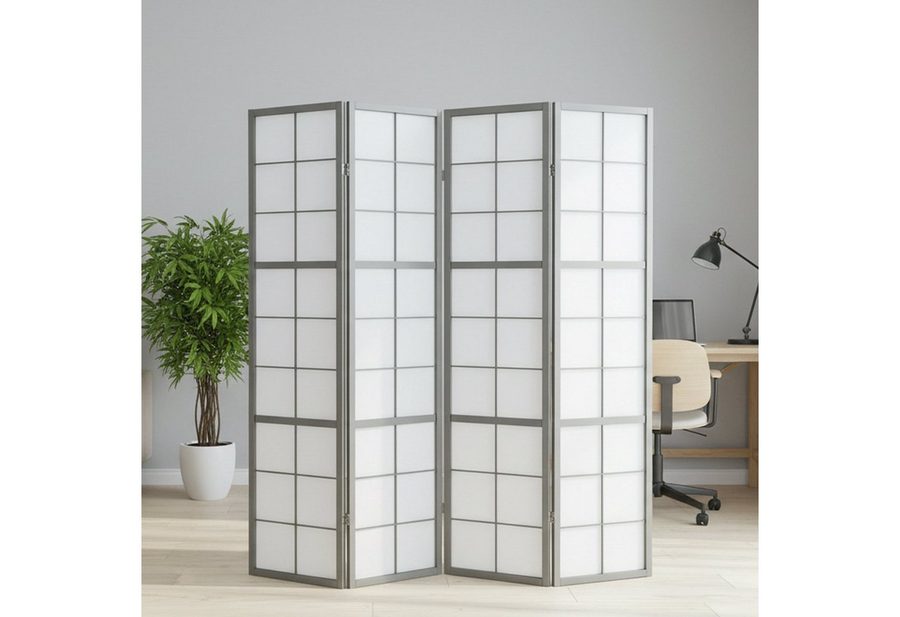 Homestyle4u Paravent Raumteiler Indoor Holz 3-6 teilig Shoji Trennwand Sichtschutz faltbar (4-teilig), faltbar