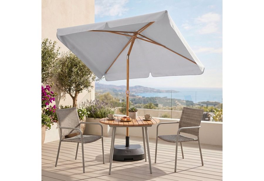 Sekey Sonnenschirm 200 x 125 cm Balkonschirm Rechteckig Holzoptik Sonnenschirm, LxB: 200x125 cm, UV50+ Sonnenschutz, für Terrasse von Sekey