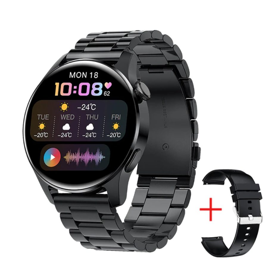 TPFNet Smart Watch / Fitness Tracker IP67 für Damen & Herren - Edelstahl Armband - Android & IOS - Schwarz & Silber - Schwarz von TPFNet