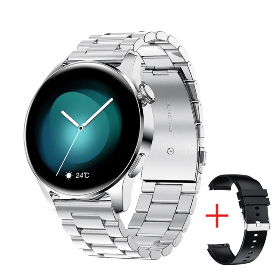 TPFNet Smart Watch / Fitness Tracker IP67 für Damen & Herren - Edelstahl Armband - Android & IOS - Schwarz & Silber - Silber von TPFNet