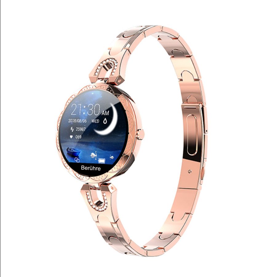 TPFNet Damen Smart Watch / Fitness Tracker IP67 - Edelstahl Armband - Android & IOS - verschiedene Farben - Gold von TPFNet