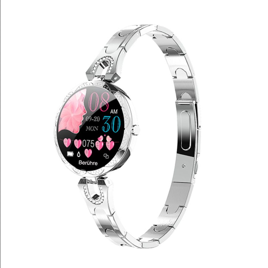 TPFNet Damen Smart Watch / Fitness Tracker IP67 - Edelstahl Armband - Android & IOS - verschiedene Farben - Silber von TPFNet