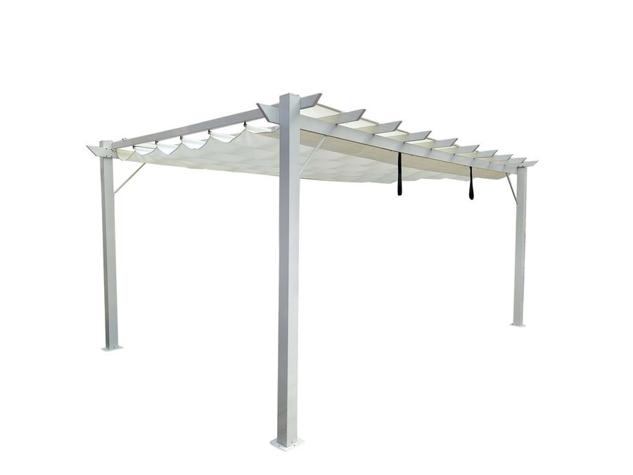 CHILLROI Pavillon "Pergola" aus Aluminium,, ca. 350 x 350 x 236 cm – Grau/Weiß von CHILLROI