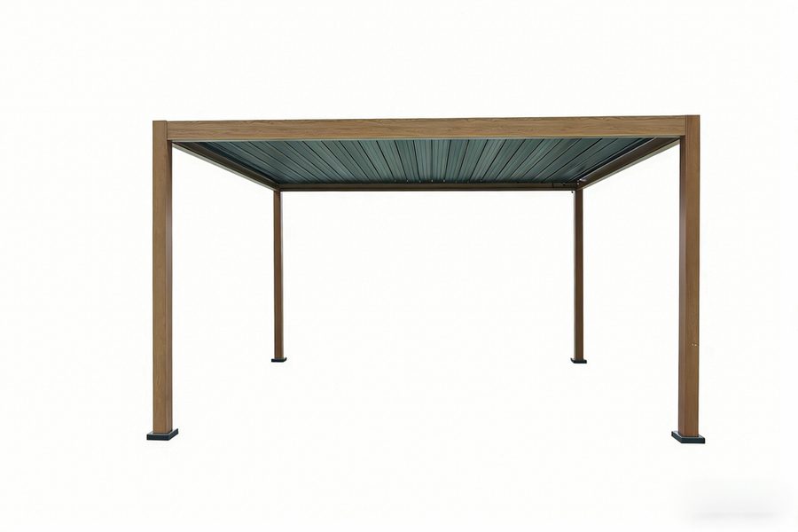 Never Indoor Aluminium-Pergola mit beweglichem Lamellendach, ca. 3 x 3 m - Hellbraun von Never Indoor