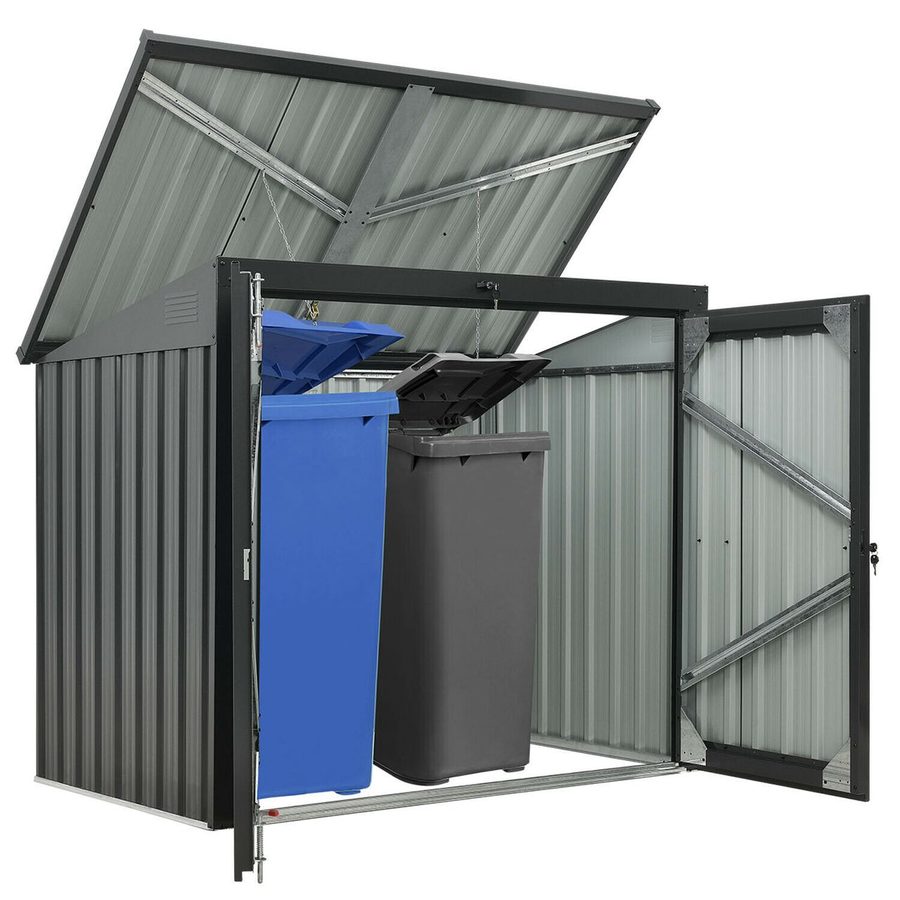 lovingHome® 2er Mülltonnenbox mit aufklappbaren Dach , ca. 101 x 158 x 134 cm - Anthrazit von lovingHome®