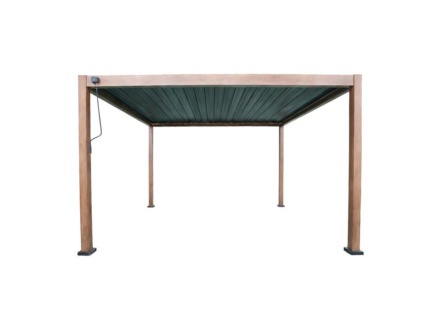 Never Indoor Aluminium-Pergola mit beweglichen Lamellen, ca. 3 x 3,6 m - Dunkelbraun von Never Indoor