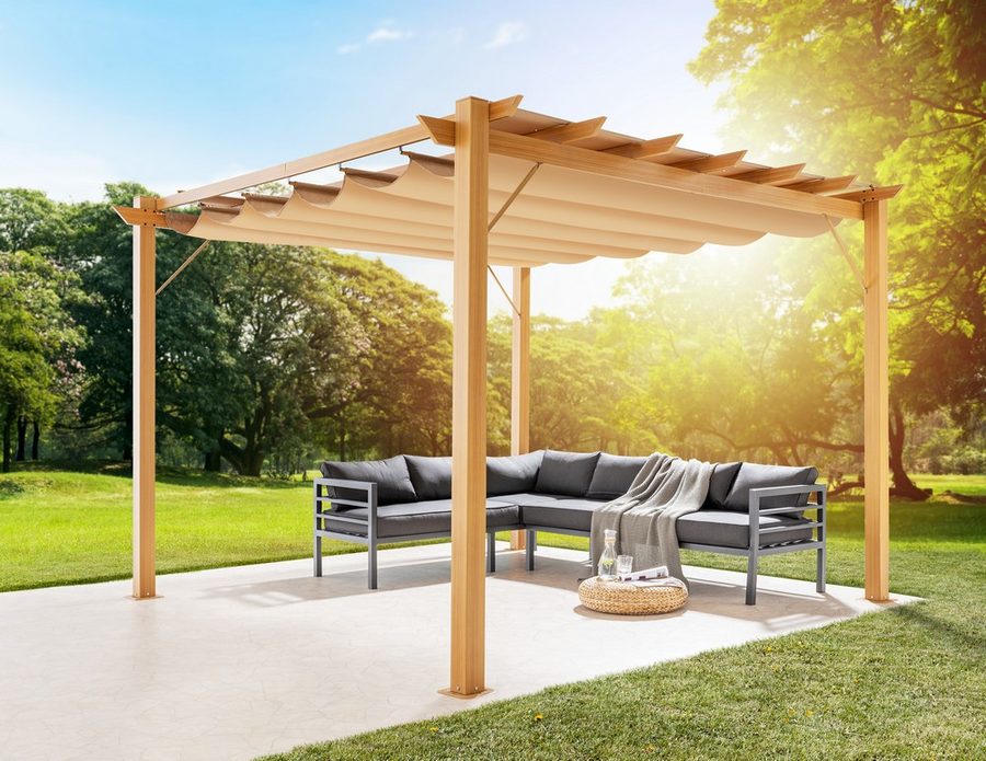 CHILLROI Pavillon "Pergola" aus Aluminium,, ca. 350 x 350 x 236 cm – Buche von CHILLROI