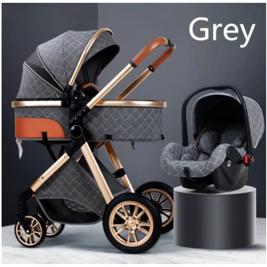 TPFLiving Kombi-Kinderwagen 3in1 Set - Modell 1 Stoff - Grau von TPFLiving