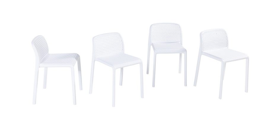 Better Home 4er-Set stapelbare Esszimmerstühle aus Polypropylen, ca. 49 x 38 x 45,5-66,5 cm - Weiß von Better Home
