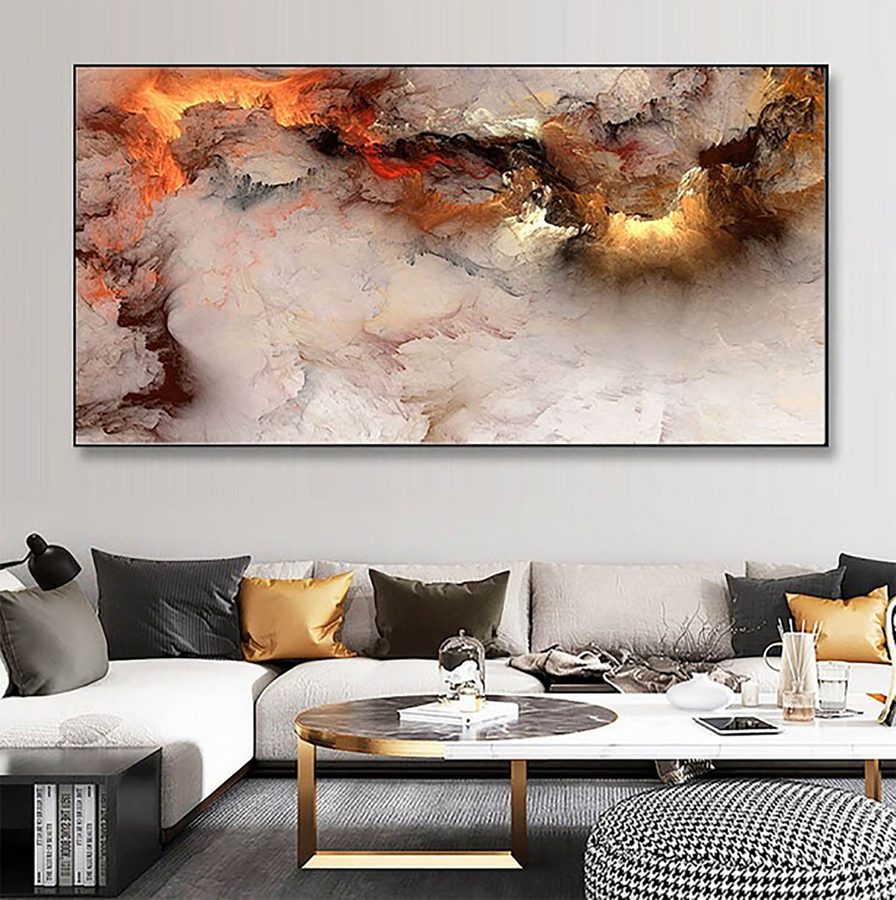 TPFLiving Poster Leinwand / Abstrakte bunte Wolken - / Verschiedene Größen - OHNE Rahmen - Modell 372304849 - 70x140cm von TPFLiving