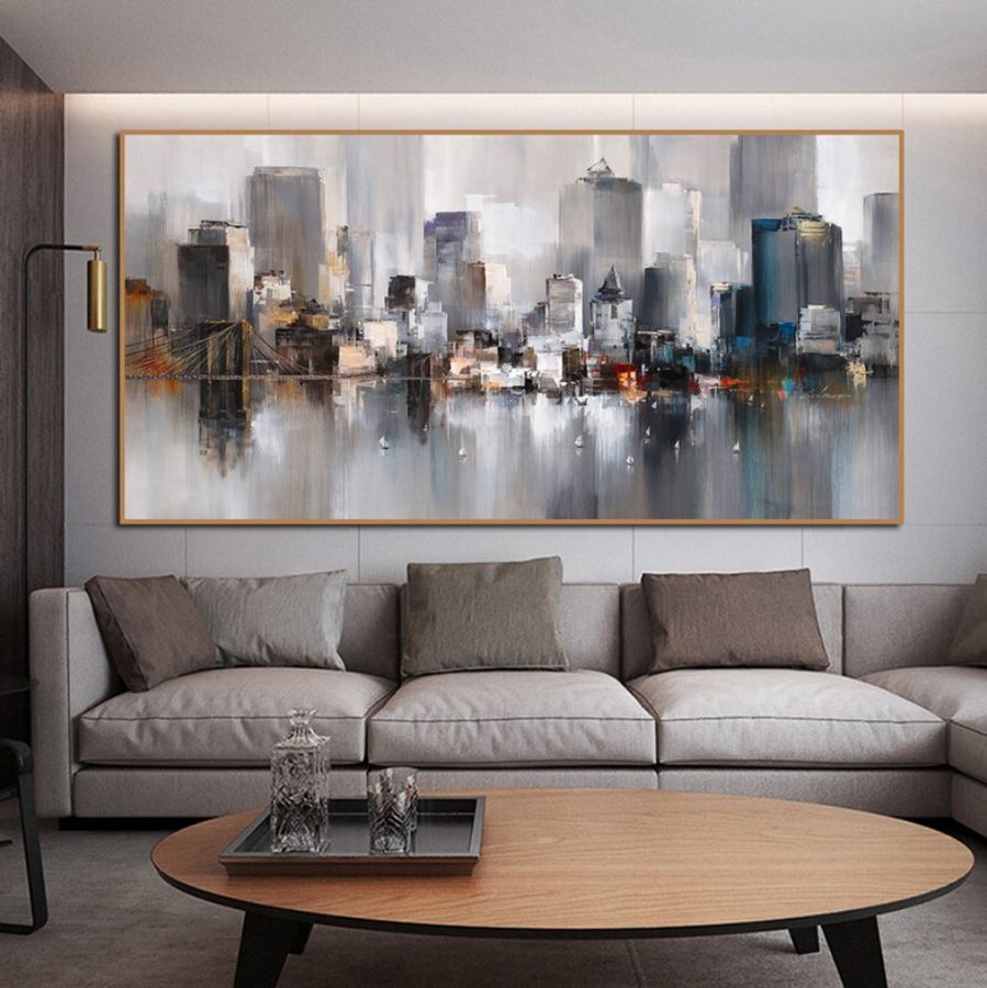 TPFLiving Poster Leinwand / Abstrakte Skylines von Städteh / Verschiedene Größen - OHNE Rahmen - Modell 20457076 - 70x140cm von TPFLiving