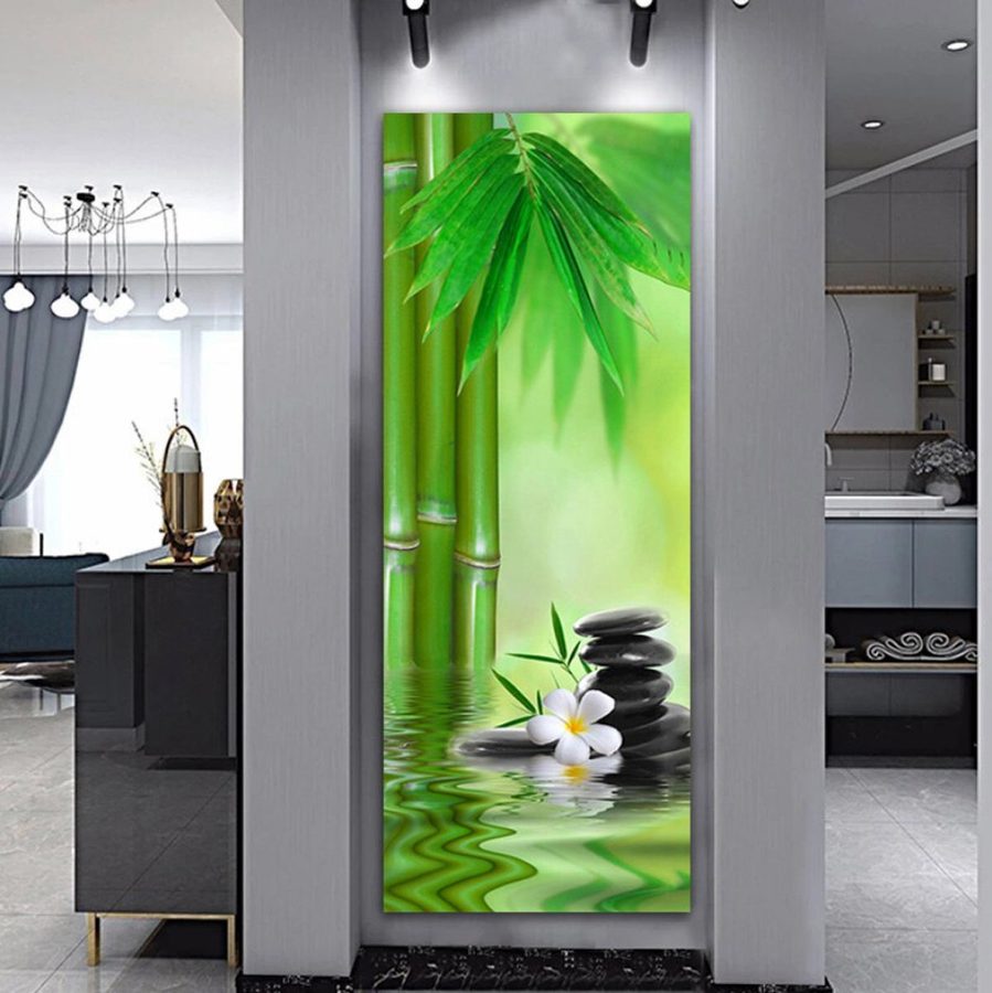 TPFLiving Poster Leinwand / Bambus, Buddha, Zen, Spa Stein / Verschiedene Größen - OHNE Rahmen - Modell 20210110151146713000 - 70x210cm von TPFLiving