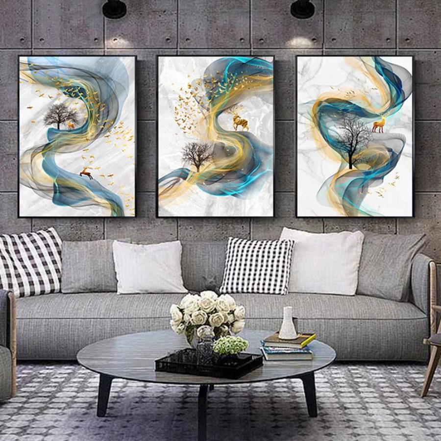 TPFLiving Luxus Poster Leinwand Abstrakte Motive OHNE Rahmen - Model TPFL-LW-08-SET - 30x40cm von TPFLiving