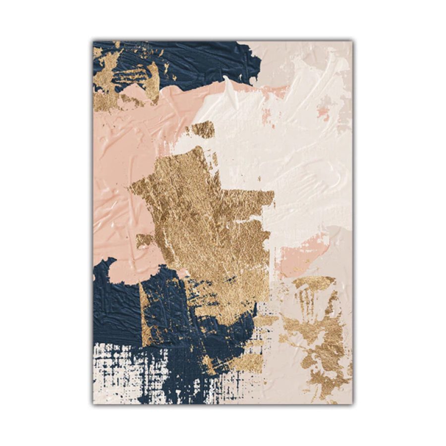 TPFLiving Luxus Poster Leinwand / Abstrakte Malerei in Rosa, Beige, Gold, Schwarz / 3 Motive in 7 verschiedene Größen - OHNE Rahmen - Modell TPFL-LW-41-MOT670-3 - 50x70cm von TPFLiving