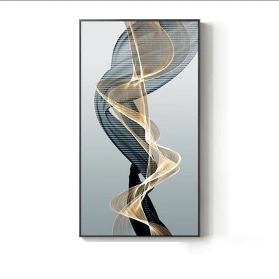 TPFLiving XXL Riesen Luxus Poster Leinwand / Abstrakte Linien und Formen in Weis, Blau, Grau, Beige, Schwarz / 18 Motive in 11 verschiedenen Größen - OHNE - Rahmen - Modell TPFL-LW-300-MD - 60x120cm von TPFLiving