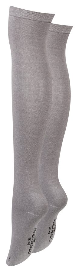 Paolo Renzo® Damen Baumwoll Overknees mit Anti-Rutsch-Bund 1 oder 3 Paar - Größe 36/41 - Grau / 36-41 / 1 von Paolo Renzo