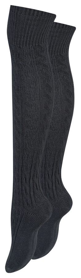 Paolo Renzo® Damen Baumwoll Overknees mit Zopfmuster & Anti-Rutsch-Bund 1 oder 3 Paar - Größe 36/41 - Dunkelgrau / 36-41 / 1 von Paolo Renzo