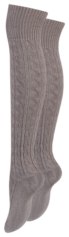 Paolo Renzo® Damen Baumwoll Overknees mit Zopfmuster & Anti-Rutsch-Bund 1 oder 3 Paar - Größe 36/41 - Grau / 36-41 / 1 von Paolo Renzo
