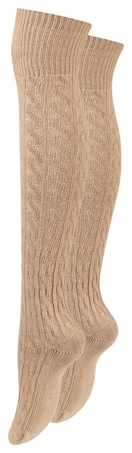 Paolo Renzo® Damen Baumwoll Overknees mit Zopfmuster & Anti-Rutsch-Bund 1 oder 3 Paar - Größe 36/41 - Beige / 36-41 / 1 von Paolo Renzo