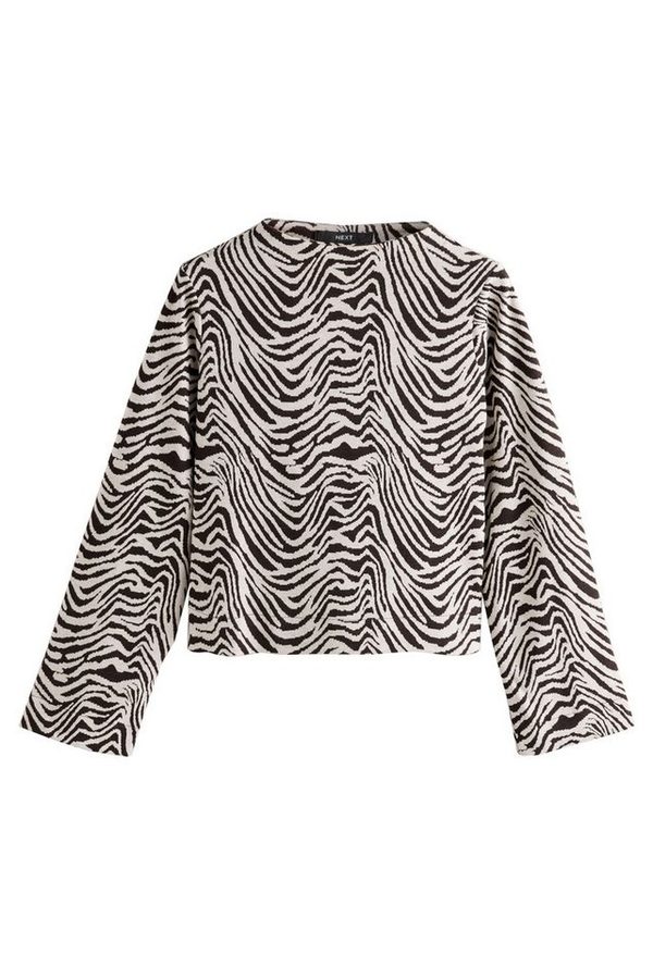 Next Blusenshirt Hochgeschlossenes, langärmeliges Jacquard-Oberteil (1-tlg)